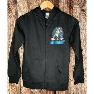 Ed Hardy Boy’s Hoodie Large (12) Panther Graphics Zip Up NEW with TAGS